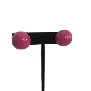 Vintage Hot Pink Button Post Earrings  Pierces Dom